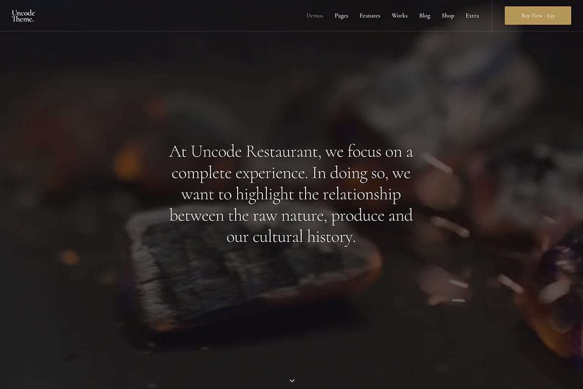 demo homepage Classic Restaurant Uncode
