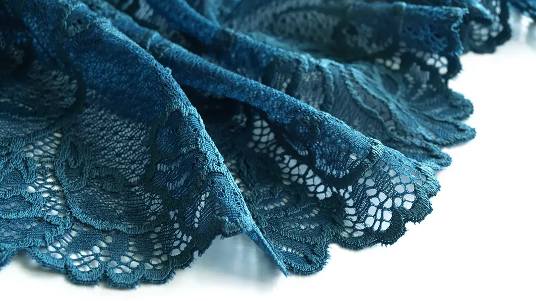 Deep teal green lace fabric - Chantilly lace - lace fabric from